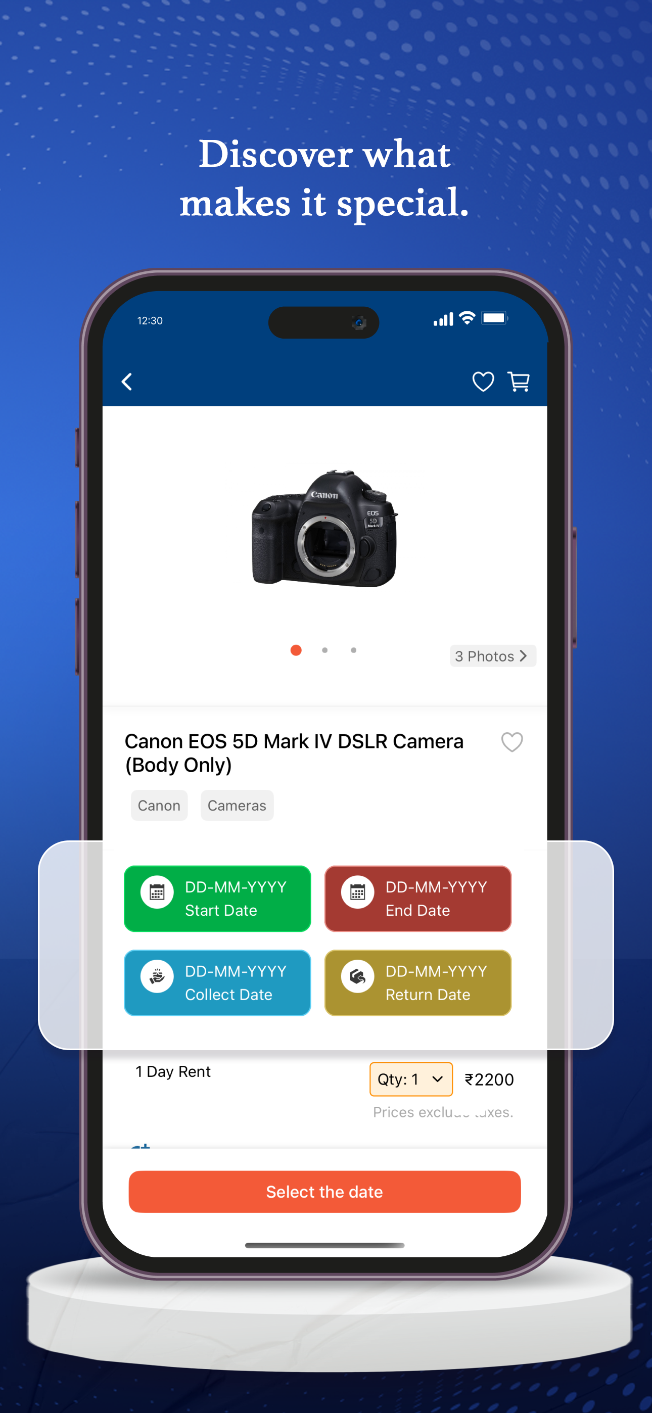 BookMyLens App Booking Screen